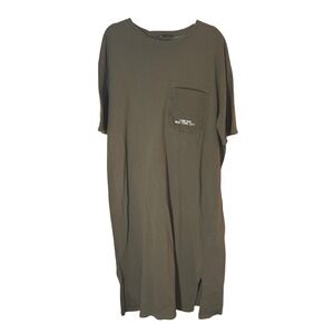 Zara Olive Green T-Shirt Dress 'I come from NY City' Cotton Casual Comfy Large